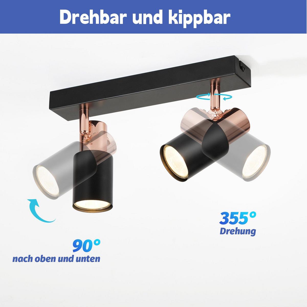 DECKENSTRAHLER Albstadt 2-flammig 28/5.5/15.5 cm - Schwarz, Metall (28/5.5/15.5cm) - Nettlife