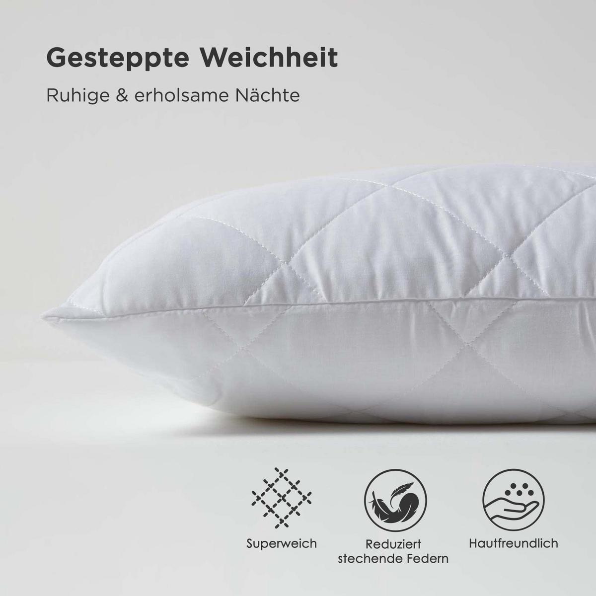 KISSENSCHONER gesteppt 65/65 cm, 4er-Set, mit Reißverschluss - Weiß, Textil (65/65cm) - Homescapes