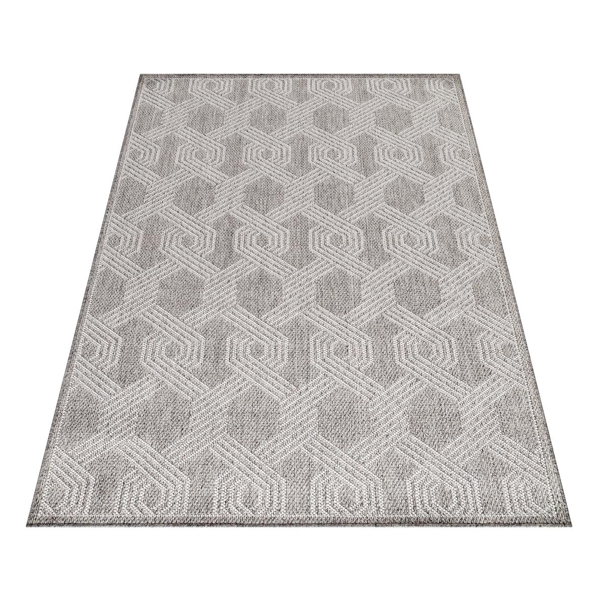 TEPPICH Outdoor LIRIA in Grau, geometrisch, 140 x 200 cm - Grau, Textil (200/140cm) - KADIMA DESIGN