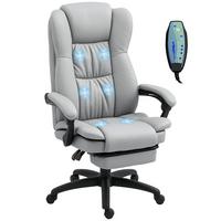 BÜROSTUHL mit 5 Massagemodi, Ergonomisch Schreibtischstuhl mit Liegefunktion - Hellgrau/Schwarz, Kunststoff (68.5/121/68.5cm) - Vinsetto