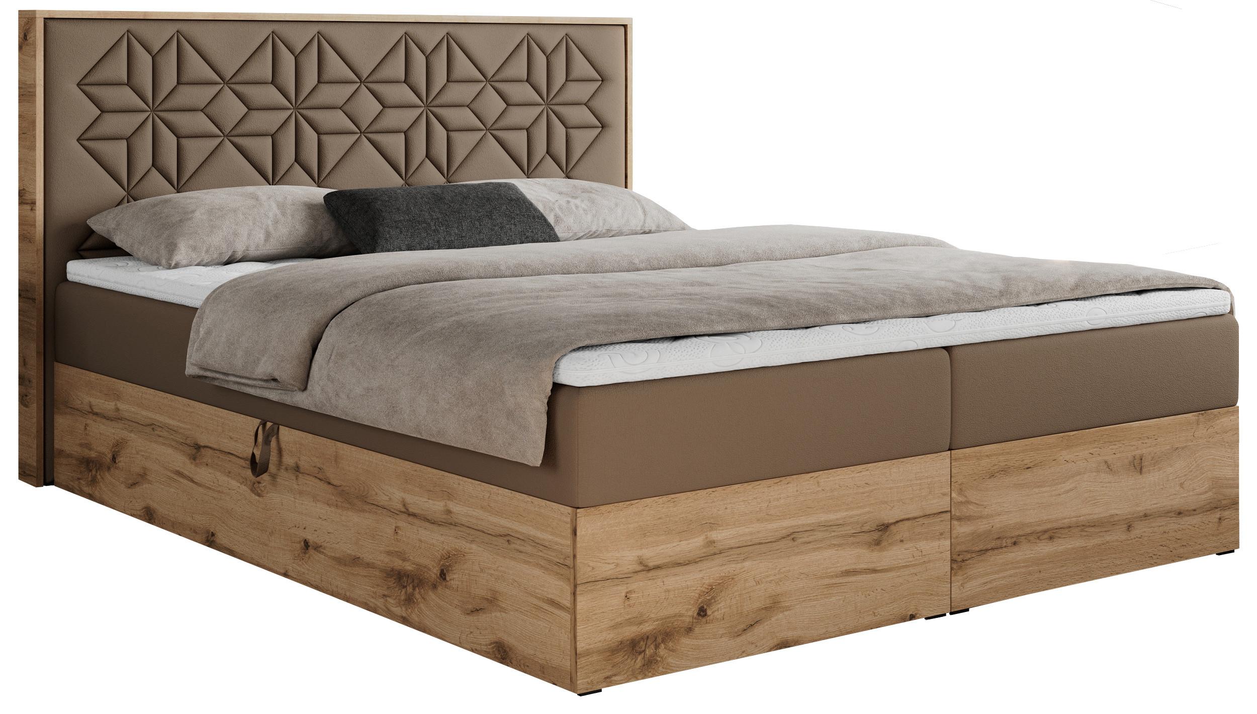 BOXBETT NESSI - 180/200 Braun Kunstleder - H3 - Braun, Holz/Textil (180/200cm) - MKS