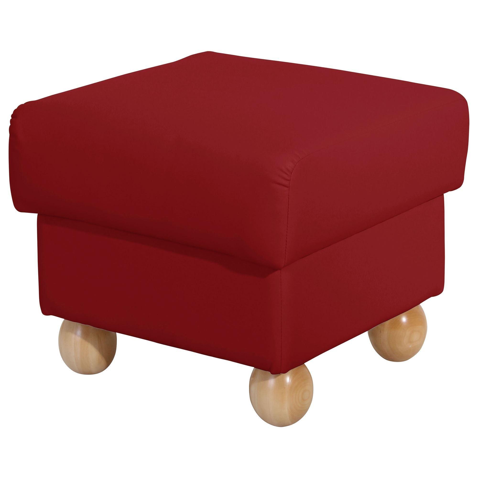 HOCKER Kasha Bezug Kunstleder Buche natur / chilli - Rot/Buchefarben, Kunststoff (54/48/54cm) - 58aufmkessel