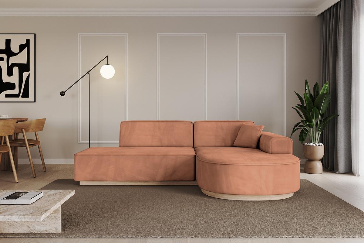 ECKSOFA Ottomane Rechts ARRIO-L1 - 243x171x83 cm Apricot - Koralle, Holzwerkstoff/Textil (243/171cm) - ALTDECOR