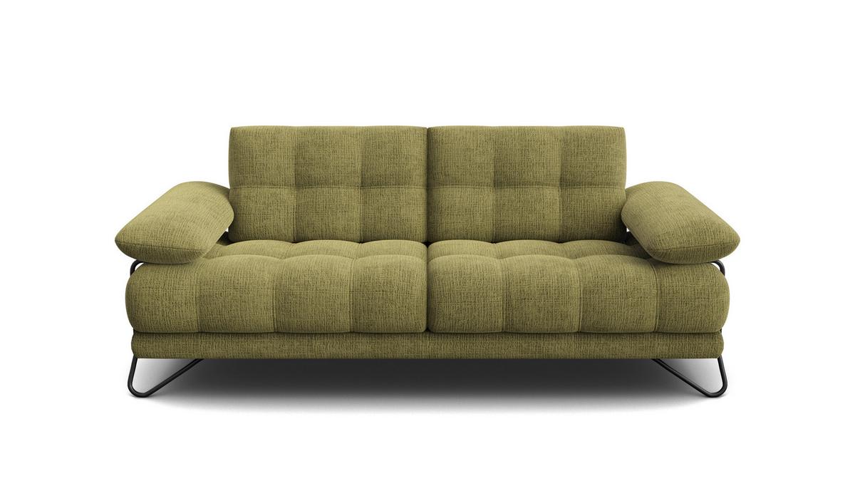 SOFA BUBBARA 2,5-Sitzer, olivgrün - Schwarz/Olivgrün, Holz/Textil (215/87/96cm) - Wozimo
