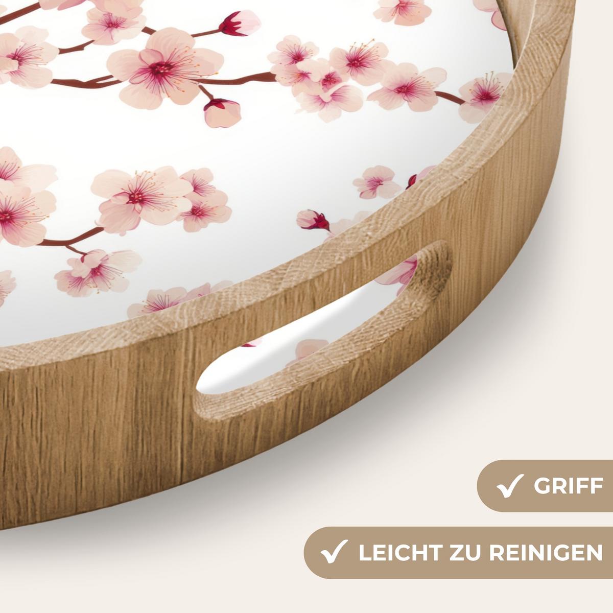 TABLETT Kirschblüte - Zweige - Rosa 50x50 cm - Rosa, Holz (50/5/5cm) - OnlyWow