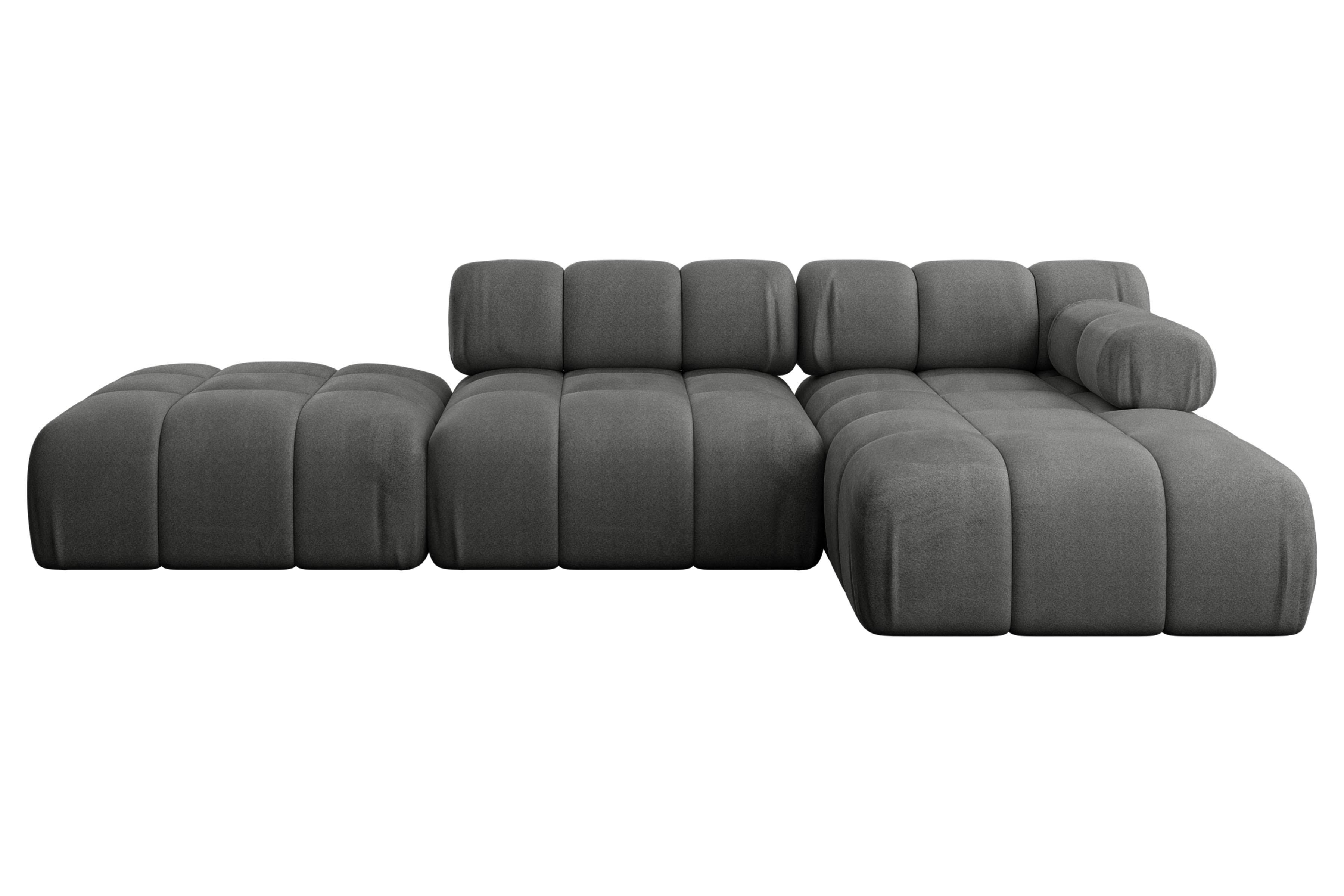 ECKSOFA modulares Sofa Lizur-L1 - 285x160x70 cm Dunkelgrau Velours - Dunkelgrau, Holzwerkstoff/Textil (285/160cm) - ALTDECOR