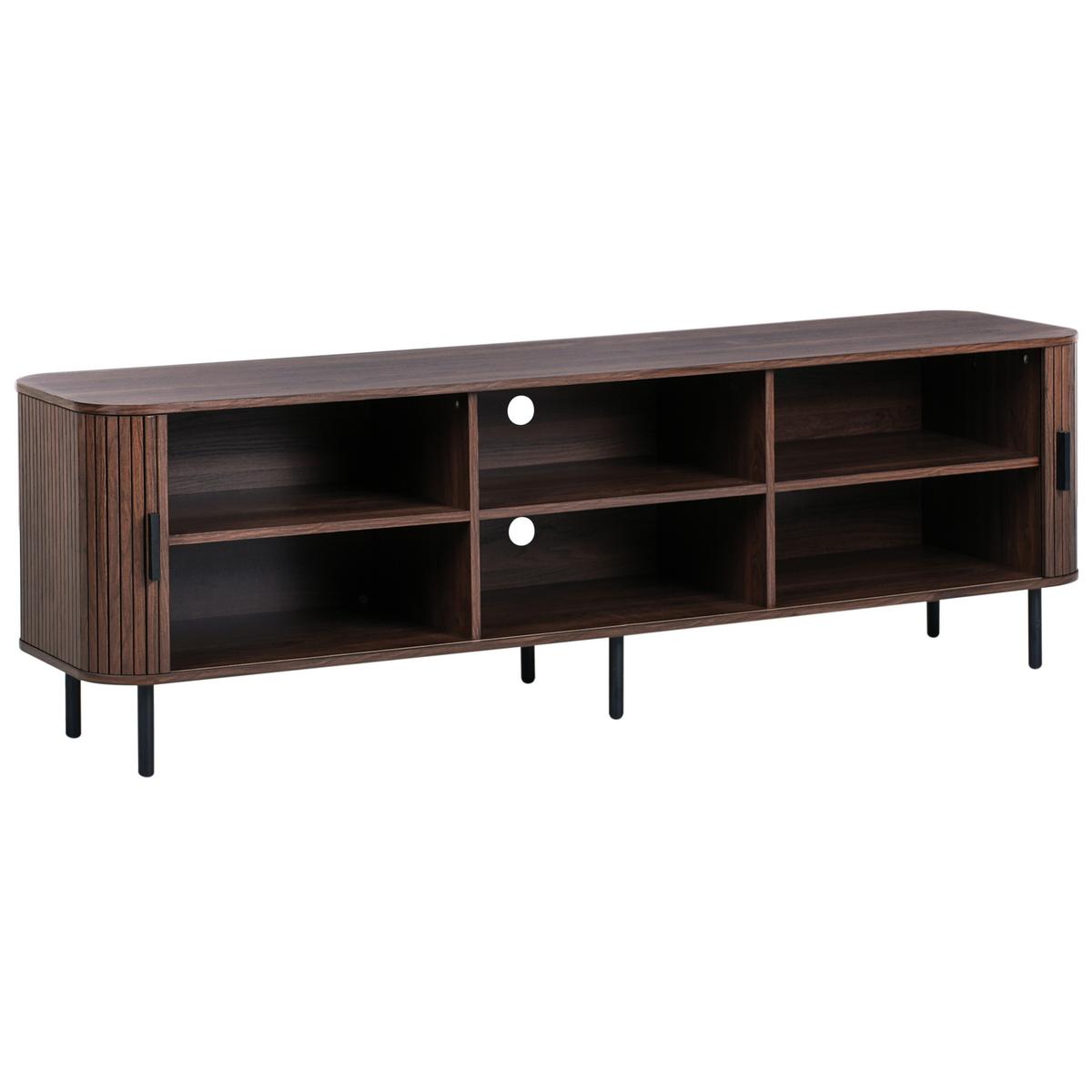 TV-MÖBEL Dunkelbraun Bradley - Schwarz/Braun, Holzwerkstoff (180/58/45cm) - Beliani