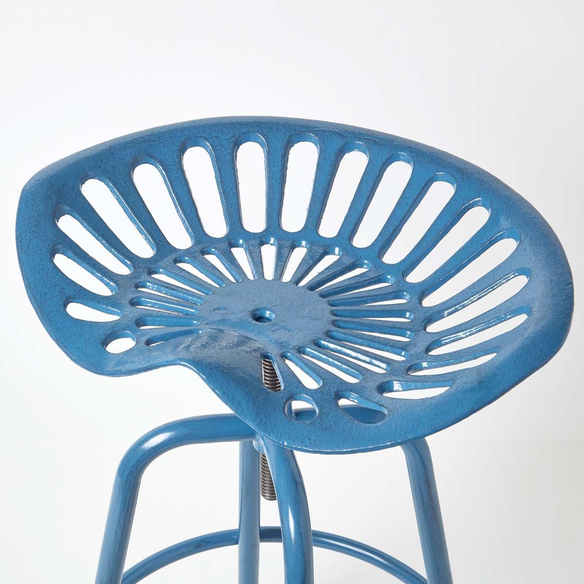 BARHOCKER Traktorsitz, Metall im Vintage-Look, höhenverstellbar - Blau, Metall (47/74/50cm) - Homescapes