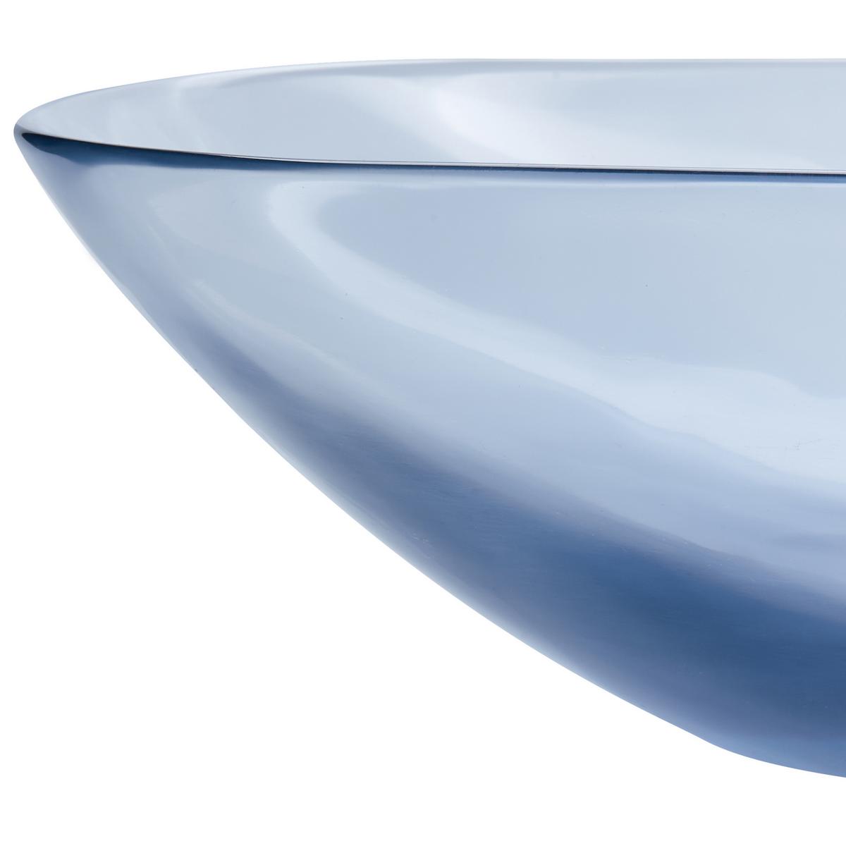 AUFSATZWASCHBECKEN Blau 54/36 cm Mineralwerkstoff Moengo - Blau/Transparent, Keramik (54/15/36cm) - Beliani