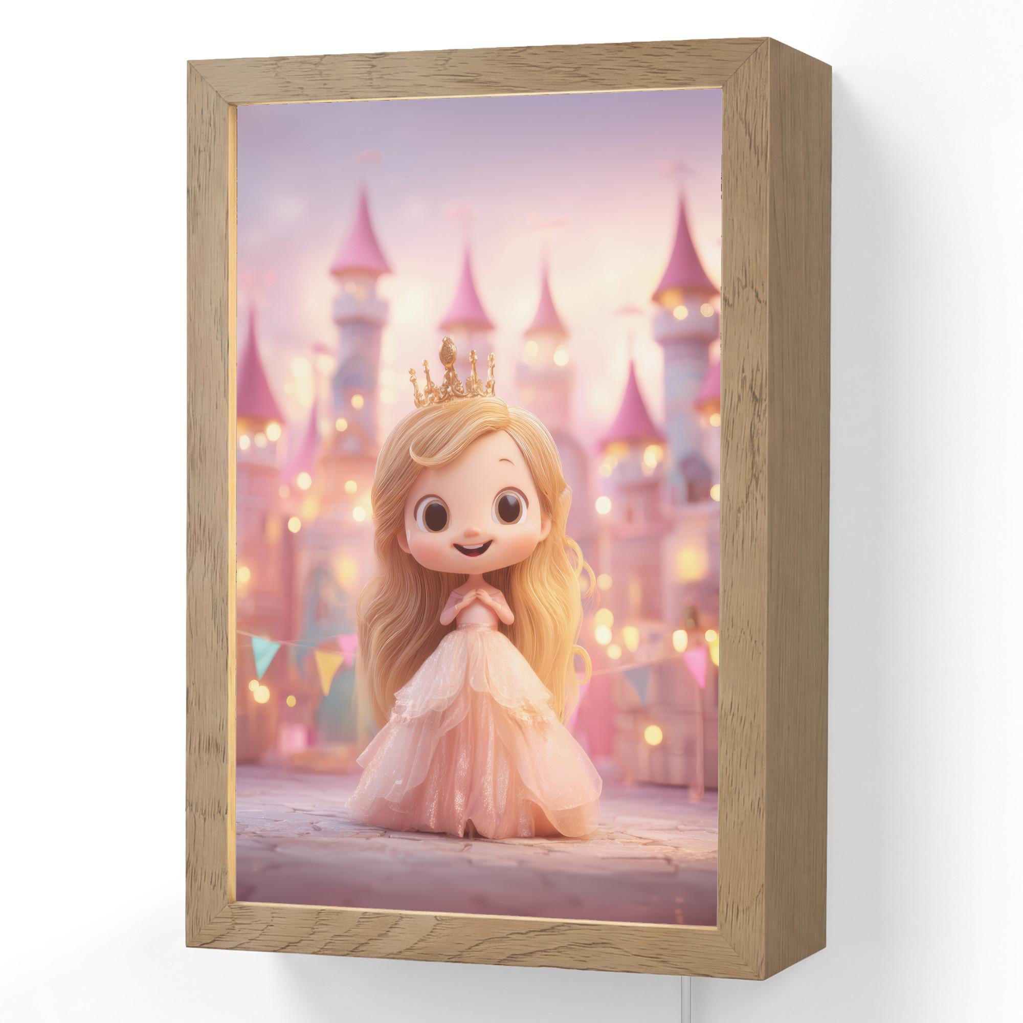 WANDLEUCHTE Prinzessin - Rosa - Schloss 20x30 cm - Rosa, Holzwerkstoff (20/30/8cm) - OnlyWow