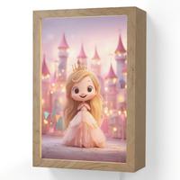 WANDLEUCHTE Prinzessin - Rosa - Schloss 20x30 cm - Rosa, Holzwerkstoff (20/30/8cm) - OnlyWow