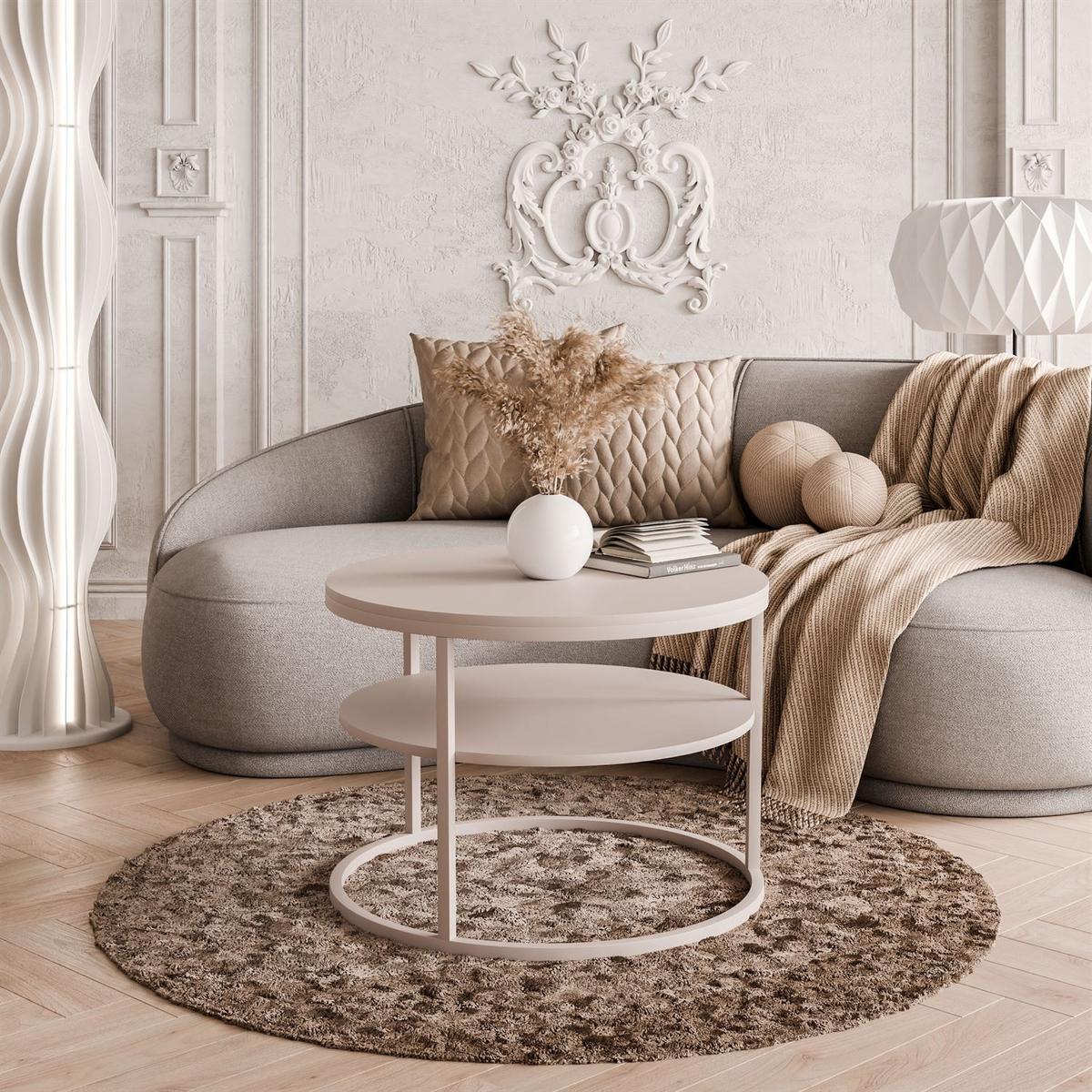 COUCHTISCH CIRI MATT KASCHMIR mit Ablage kaschmirfarbene Platte - Kaschmir, Holzwerkstoff (70/70/49cm) - Lookway