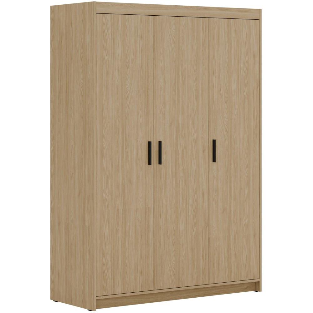 DREHTÜRENSCHRANK Elena mit 3 Türen, ohne Spiegel, Eiche Geölt - Eichefarben, Holzwerkstoff (130/190/53cm) - Beautysofa