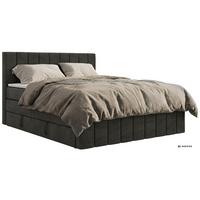 BOXSPRINGBETT ALVER KING DUO 200/200 - Dunkelgrau Velvet - Topper T25 - H3 - Dunkelgrau/Schwarz, Kunststoff/Textil (200/200cm) - MKS