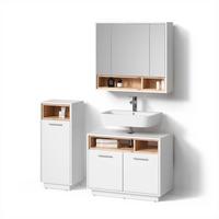 BADMÖBEL-SET Temo Weiß 3 Teile - Weiß, Holzwerkstoff (80/64/40cm) - Livinity®