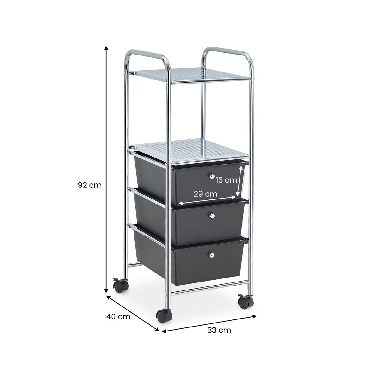 BADROLLWAGEN GINA schwarz - Schwarz, Kunststoff/Metall (33/92/40cm) - IDIMEX