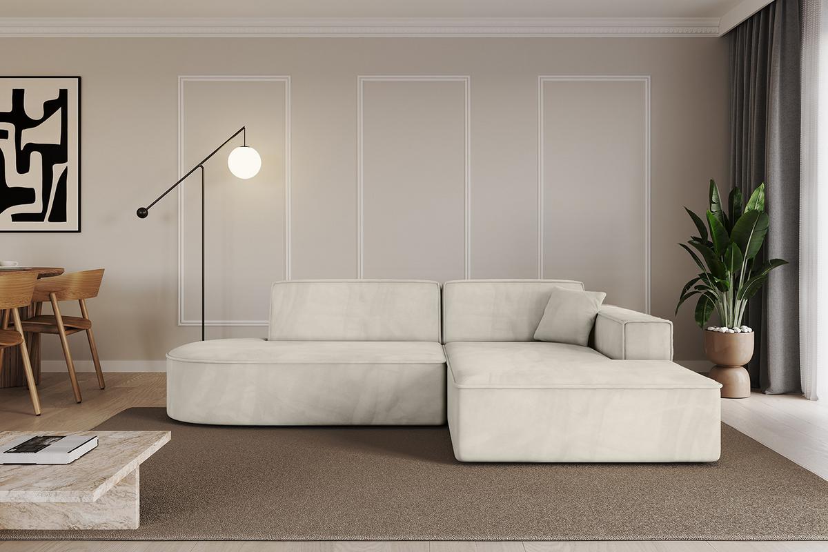 ECKSOFA Ottomane Rechts IREA-L1-v4 - 234x171x79 cm Dunkelgrau - Ecru, Holzwerkstoff/Textil (171/234cm) - ALTDECOR