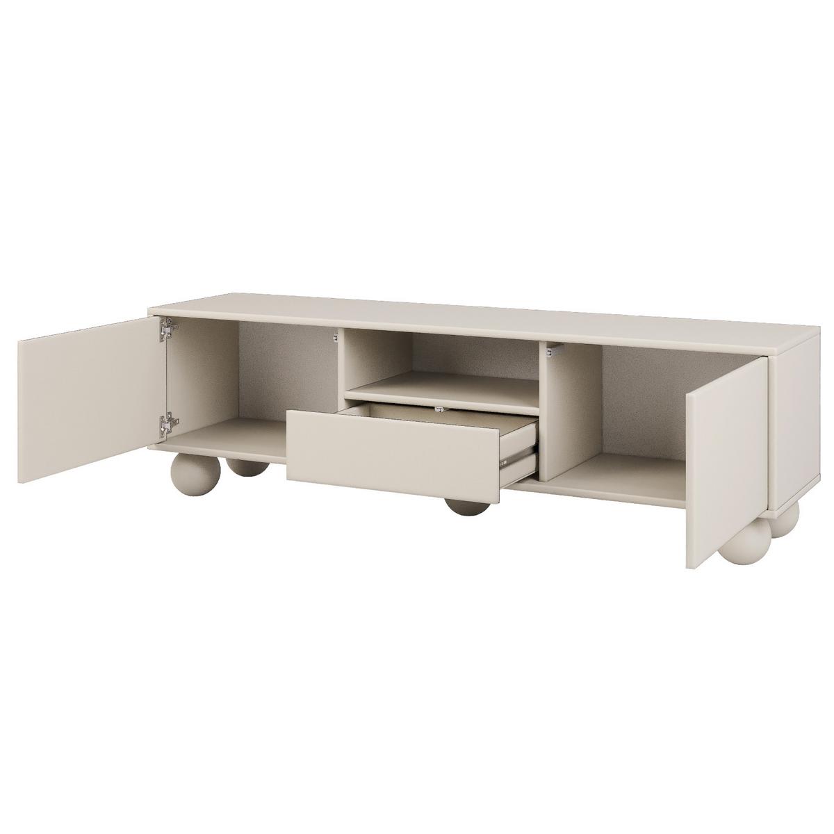 LOWBOARD Adel mit 2 Türen 1 Schublade und runden Füßen, 154 cm, Griffloss, Kaschmir - Kaschmir, Holzwerkstoff (154/46/38cm) - Beautysofa