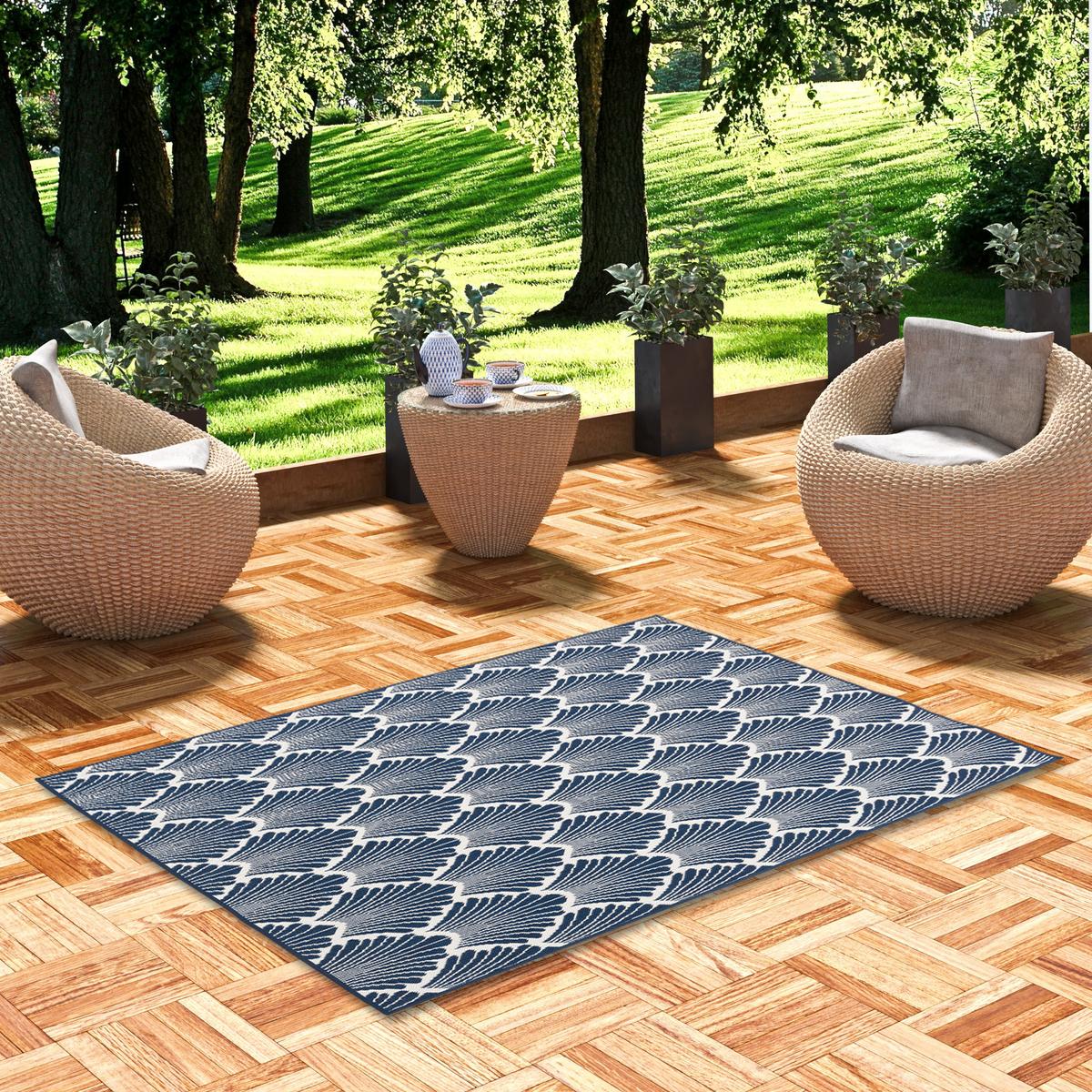 IN- UND OUTDOOR TEPPICH BEIDSEITIG CAPE COD MODERN - Blau, Textil (133/190cm) - Pergamon