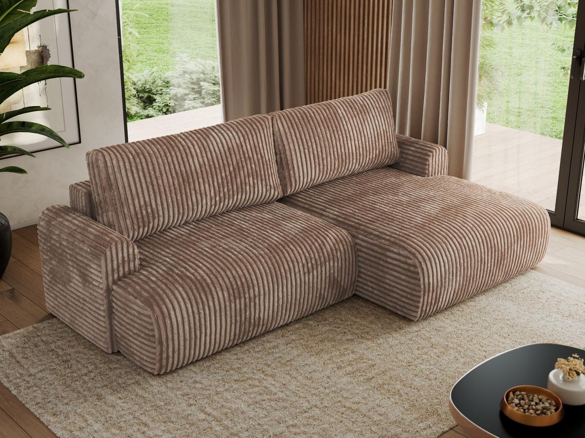 ECKSCHLAFSOFA TONO L Braun Cord - rechts - Schwarz/Braun, Kunststoff/Textil (150/260cm) - MKS