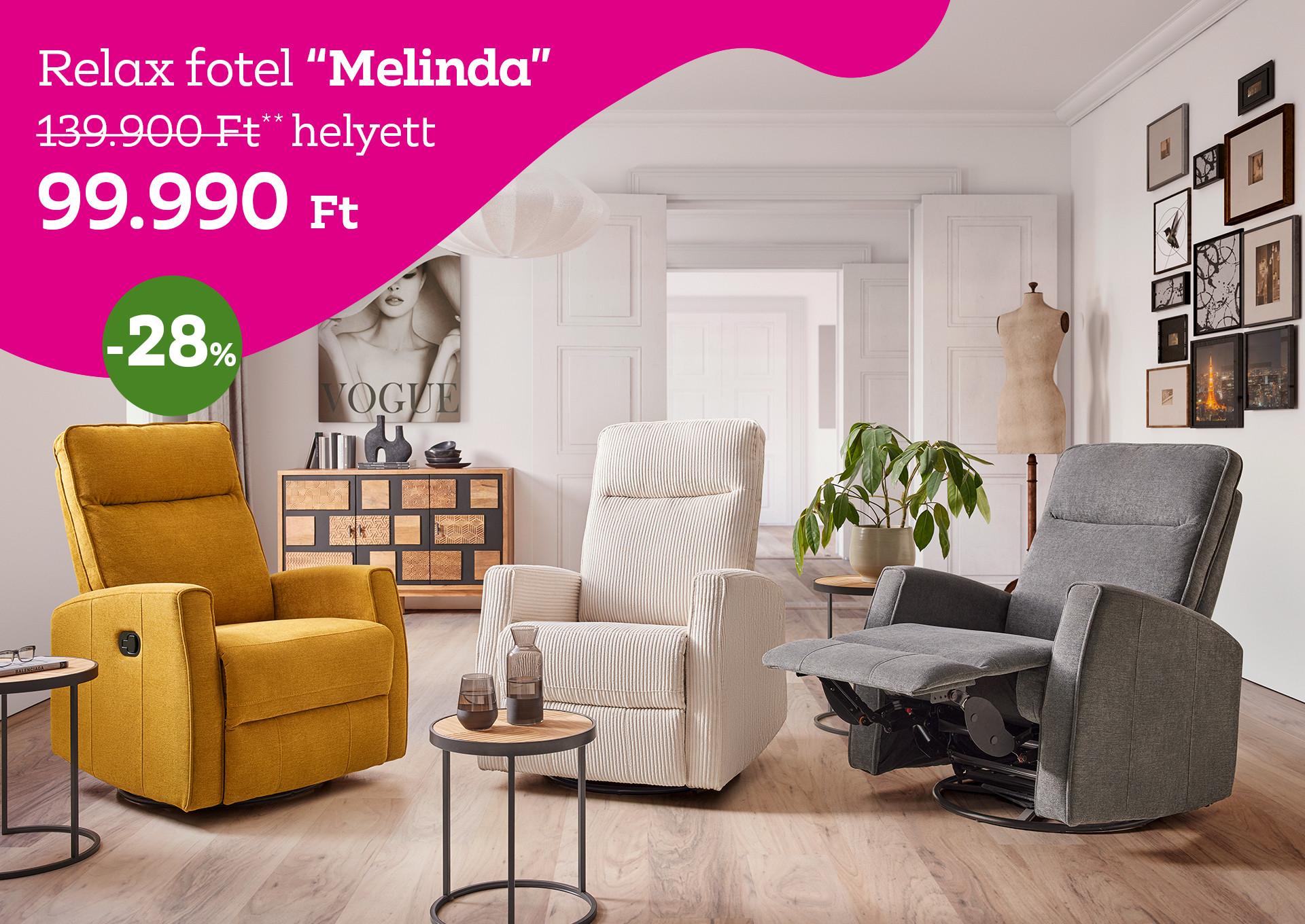 MELINDA relax fotel 139.900 Ft helyett 99.990 Ft, kedvezmény mértéke: -28%
