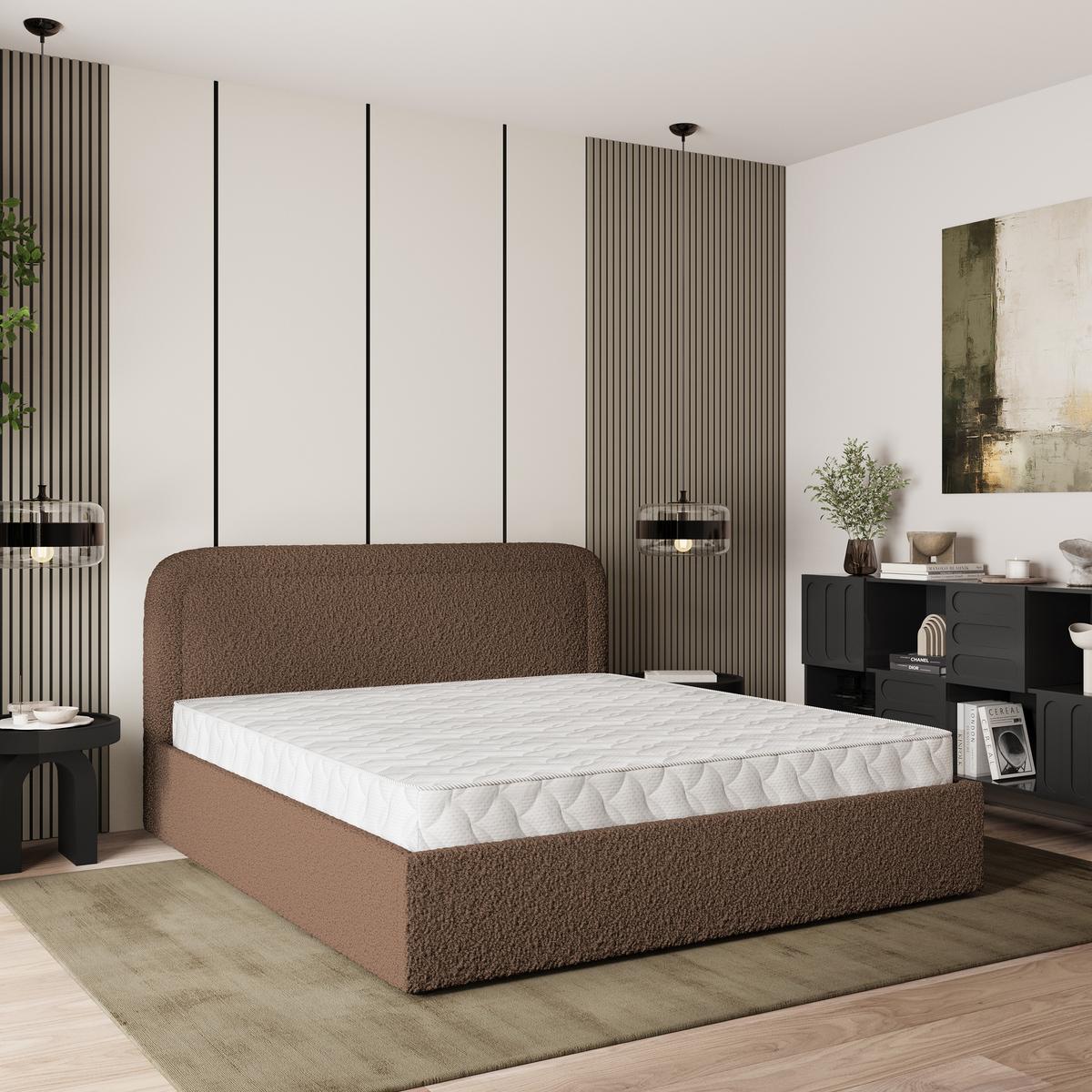 POLSTERBETT BENIRA Q 140x200 cm mit Bettkästen - Braun - Braun, Holz (140/200cm) - MASSENO