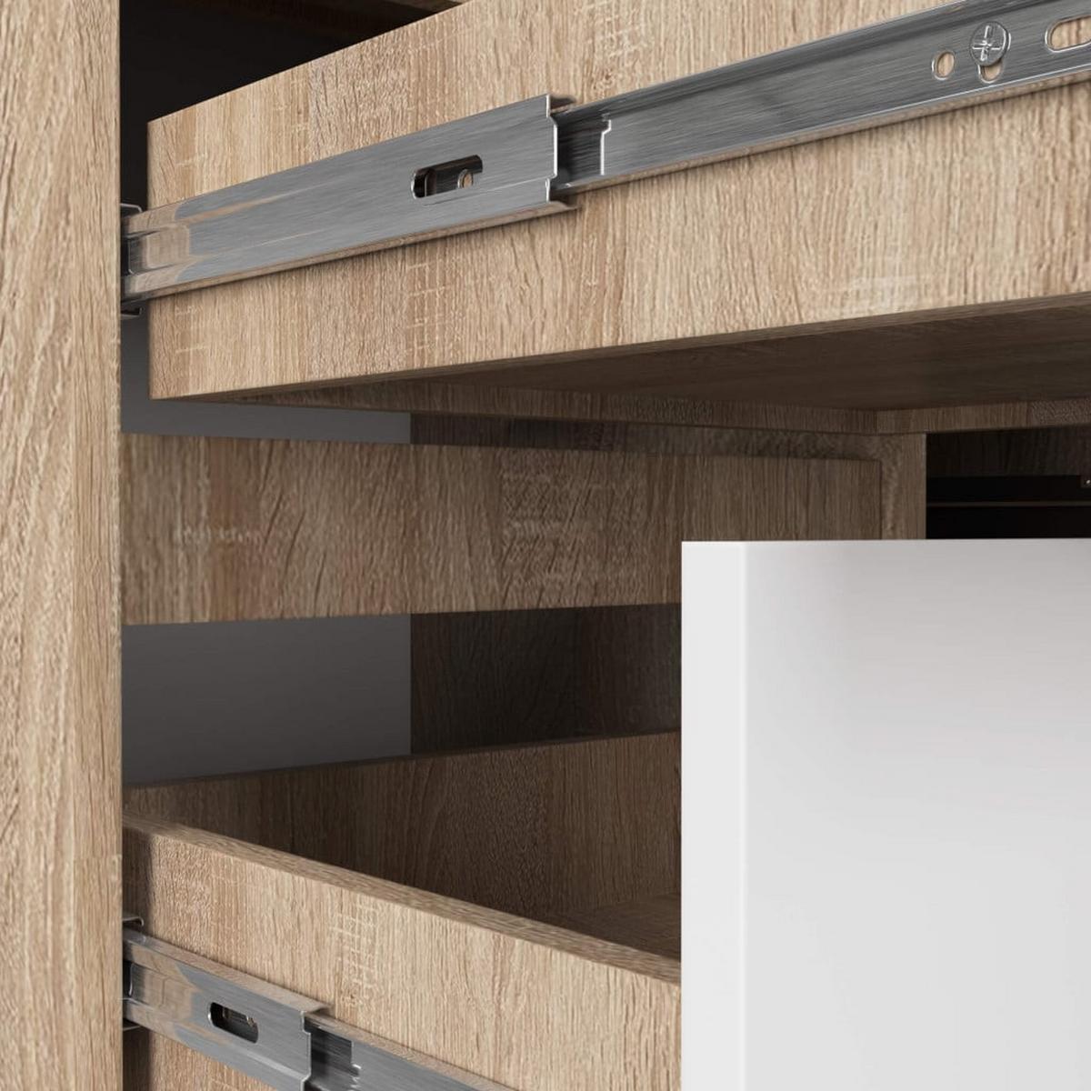 SCHREIBTISCH Eiche Sonoma, Weiß 77/155/85 - Weiß, Holzwerkstoff (124/85/77cm) - RAUMHIRSCH FURNITURE