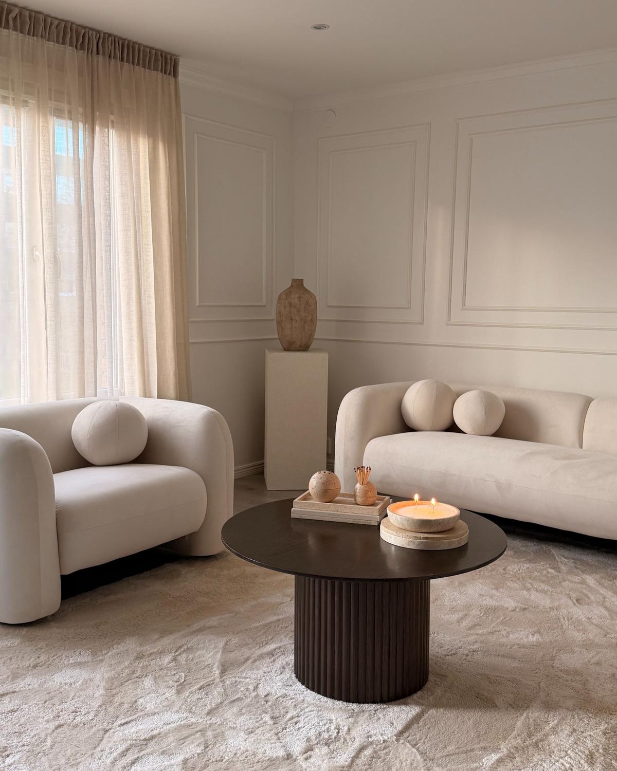5-SITZER-SOFA SET Samtstoff cremeweiß Leiren - Weiß, Textil (83/83/224cm) - Beliani