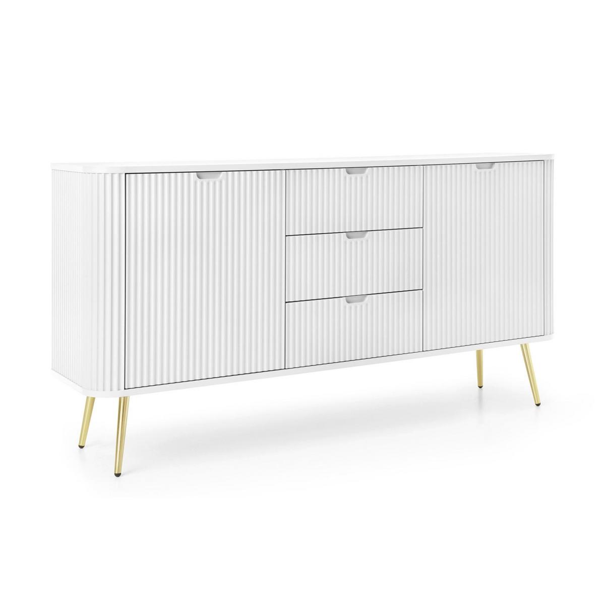 SIDEBOARD Zova Weiß mit goldenen Beinen 168 cm - Goldfarben/Weiß, Holzwerkstoff/Metall (168/87/39cm) - Selsey