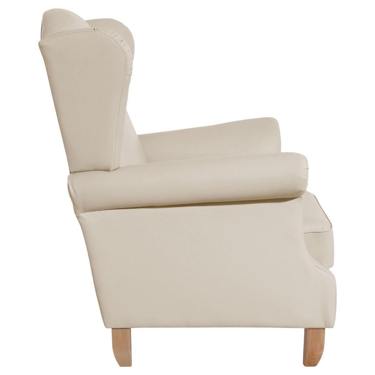 OHRENSESSEL Katria Bezug Kunstleder Buche natur / beige - Weiß, Kunststoff (88/108/84cm) - 58aufmkessel