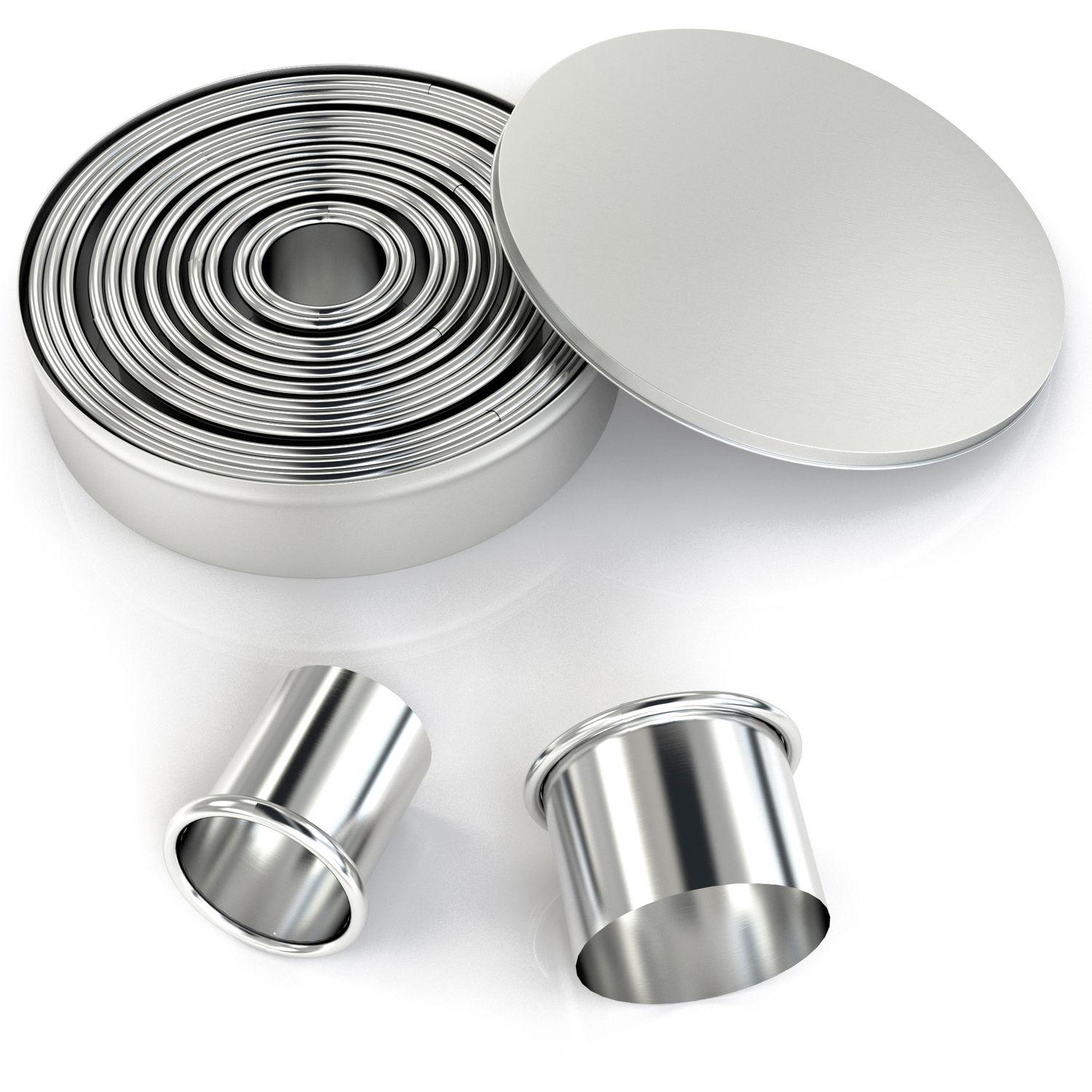 AUSSTECHFORMEN-SETMIT Aufbewahrungsbox (12-tlg.) - Silberfarben, Metall (12.5/3.5/12.5cm) - Intirilife