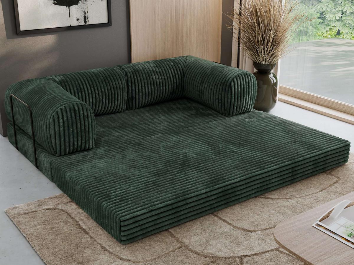 3-SITZER SOFA ORSETTO - Dunkelgrün Cord - Dunkelgrün/Schwarz, Textil/Metall (200/70/100cm) - MKS