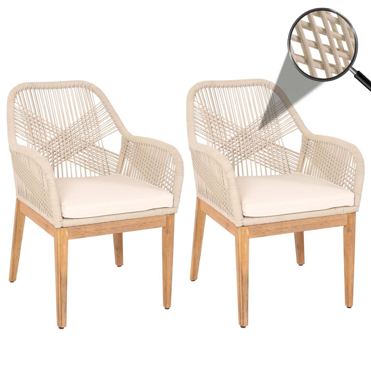 GARTENSTUHL H56B Beige - Beige, Holz (58/85/59cm) - MCW