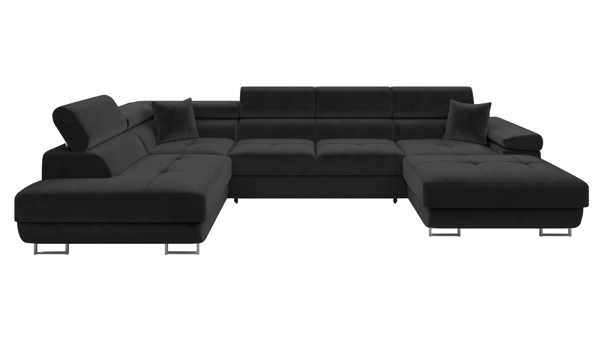 WOHNLANDSCHAFT Torezio Bis, Seite: Links - Schwarz, Holz/Textil (346/90/203cm) - MIRJAN24