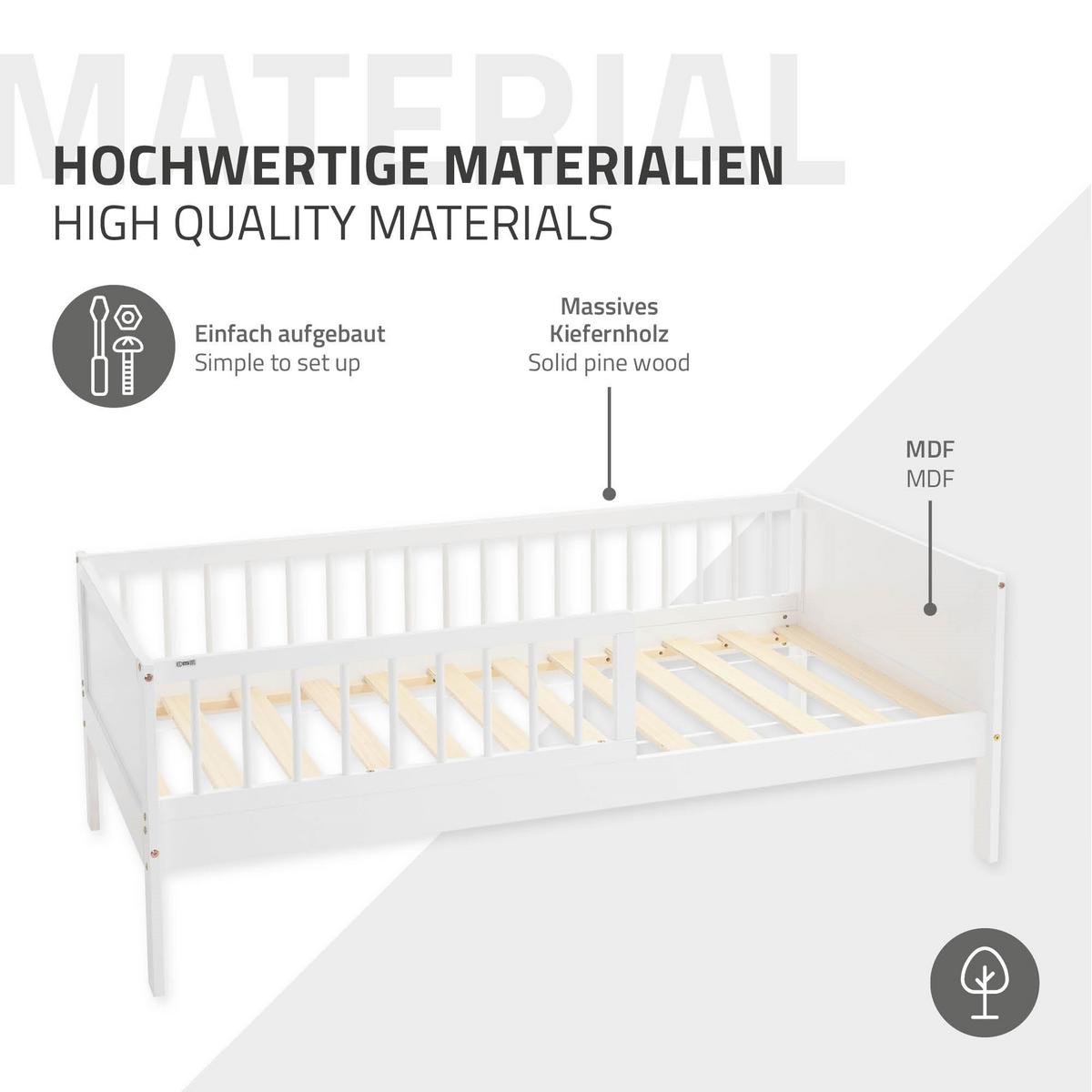 KINDERBETT 80x160 cm Weiß - Weiß, Holz (80/160cm) - ML-DESIGN