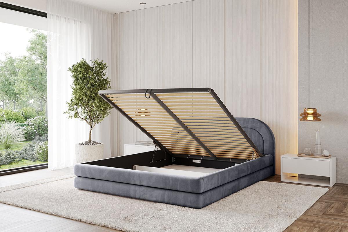 POLSTERBETT mit Bettkasten und Lattenrost, Bett mit Matratze H3/H4 - LERIS-v1 180x200 Dunkelgrau - Dunkelgrau, Holzwerkstoff/Textil (180/200cm) - ALTDECOR