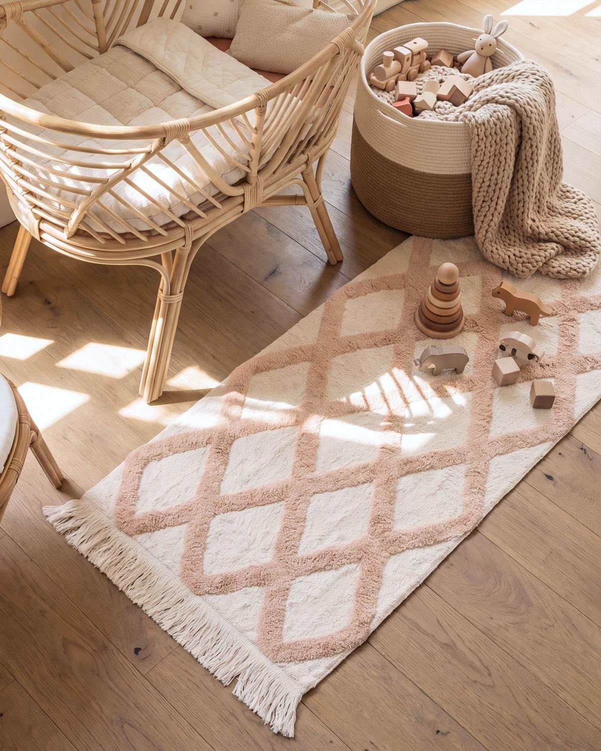 KINDERTEPPICH Beige 55/120 cm Baumwolle Punsari - Beige, Textil (55/120cm) - Beliani