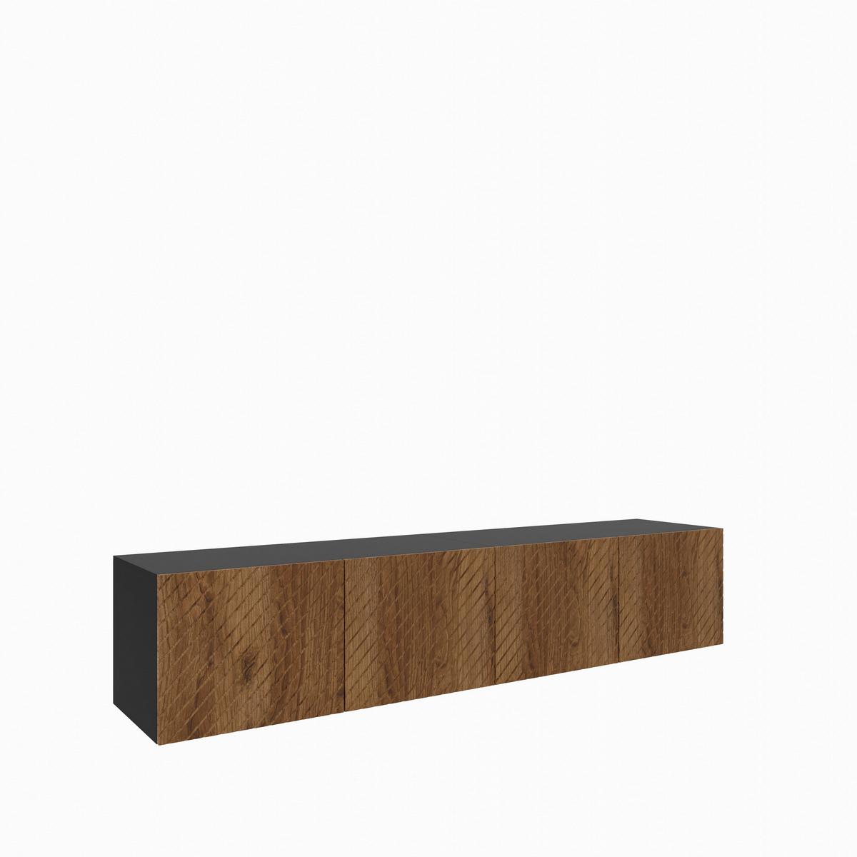 LOWBOARD CAVA 200/41/40 cm, Hängender TV-Schrank Schwarz / Eichefarben - Eichefarben/Schwarz, Holzwerkstoff (200/41/40cm) - MASSENO