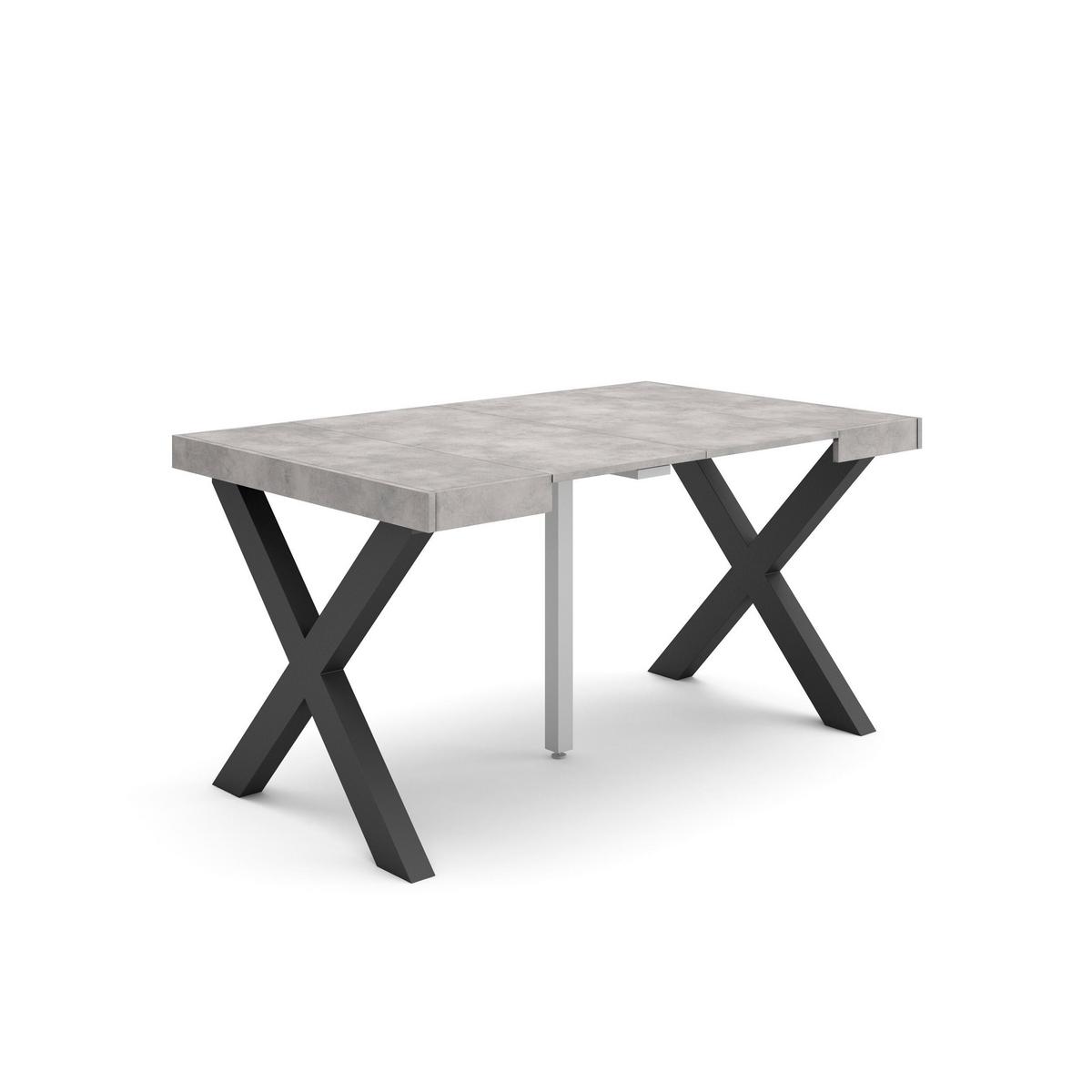 KONSOLENTISCH ausziehbar 58 bis 140cm, für 6 Gäste, zementgrau, 90/58/73cm - Grau, Holzwerkstoff (90/140/73cm) - Skraut Home