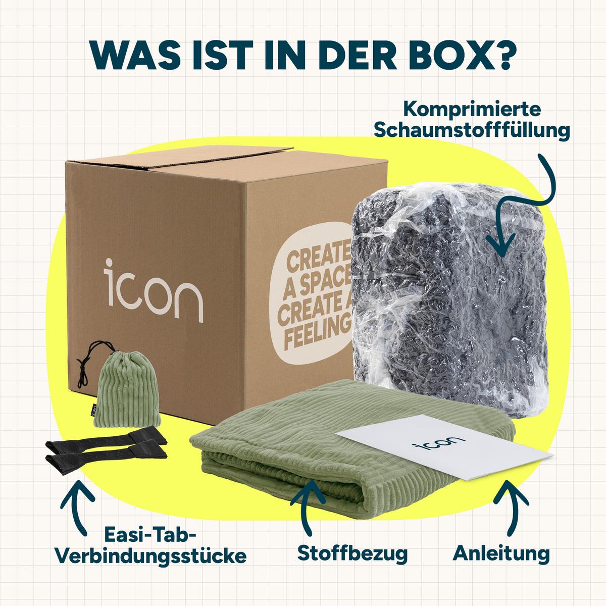 SITZSACK-ECKSESSEL ZEN modular Cord - Grün, Textil (100/68/100cm) - icon
