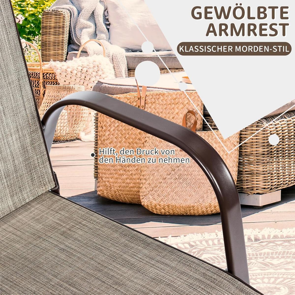 GARTENSTÜHLE Grau(2er-Set) - Grau, Metall - COSTWAY