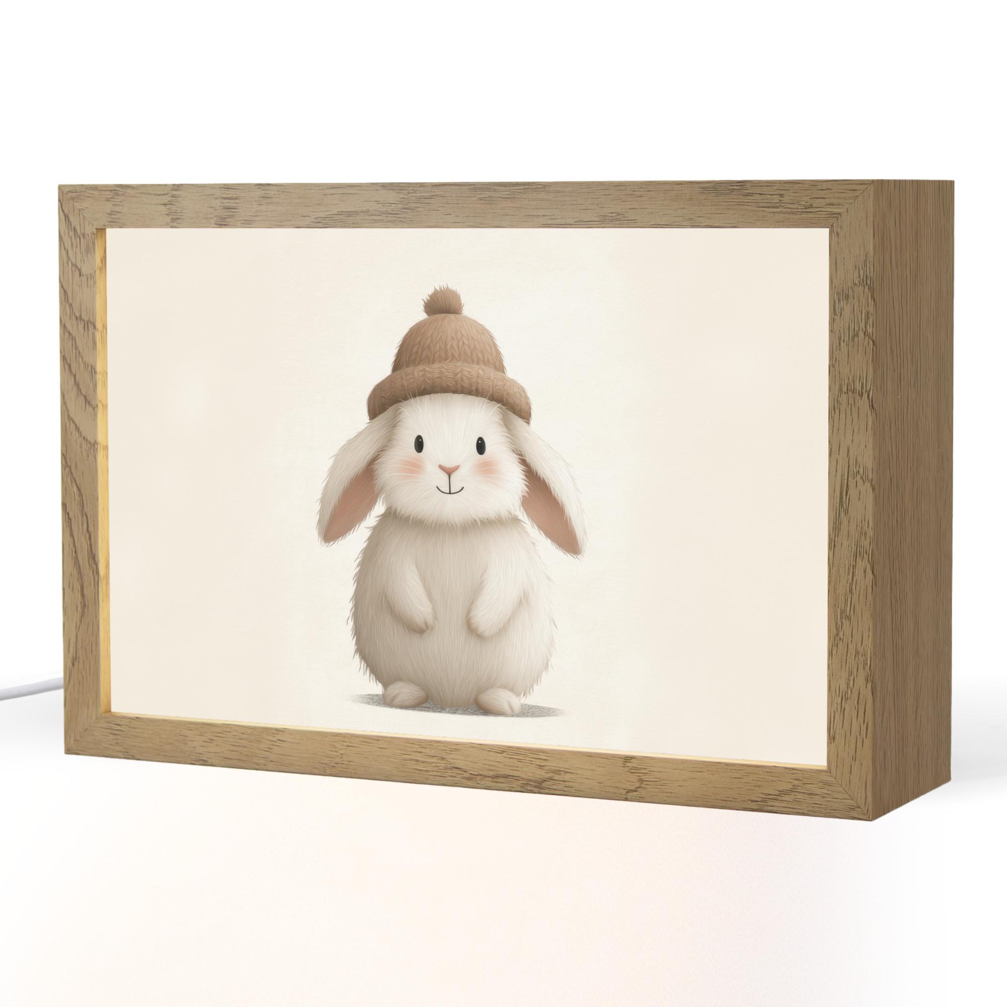 NACHTTISCHLAMPE Kaninchen - Hut - Ohren - Beige 30x20 cm - Creme, Holzwerkstoff (8/30/20cm) - OnlyWow