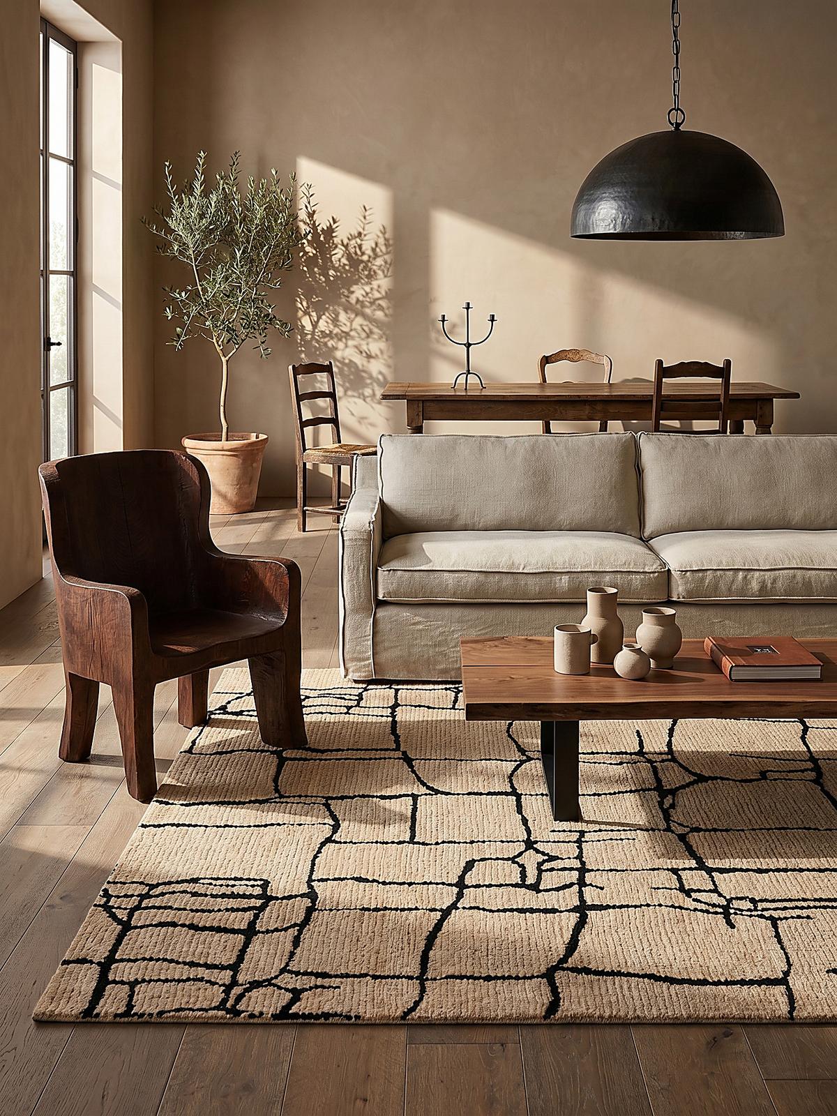 TEPPICH ARLEN, abstrakt, Creme-Schwarz, 160 x 230 cm - Beige, Textil (230/160cm) - KADIMA DESIGN