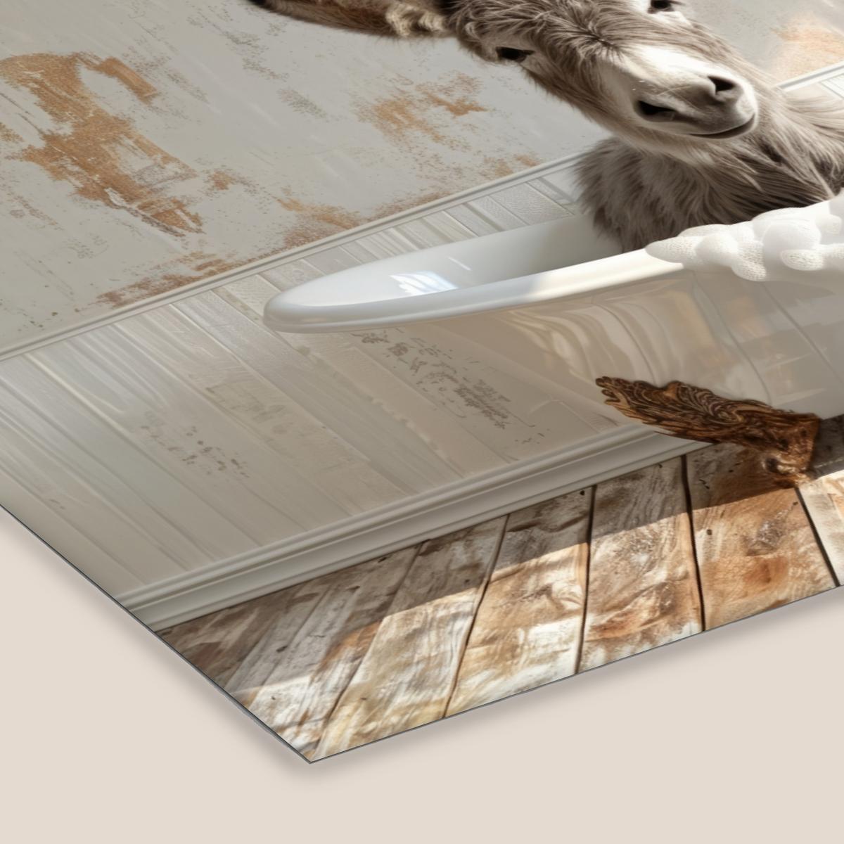 POSTER MIT RAHMENGERAHMTES BILD Esel - Tiere - Badewanne - Schaumstoff 30x20 cm - Weiß, Papier (30/20cm) - MuchoWow