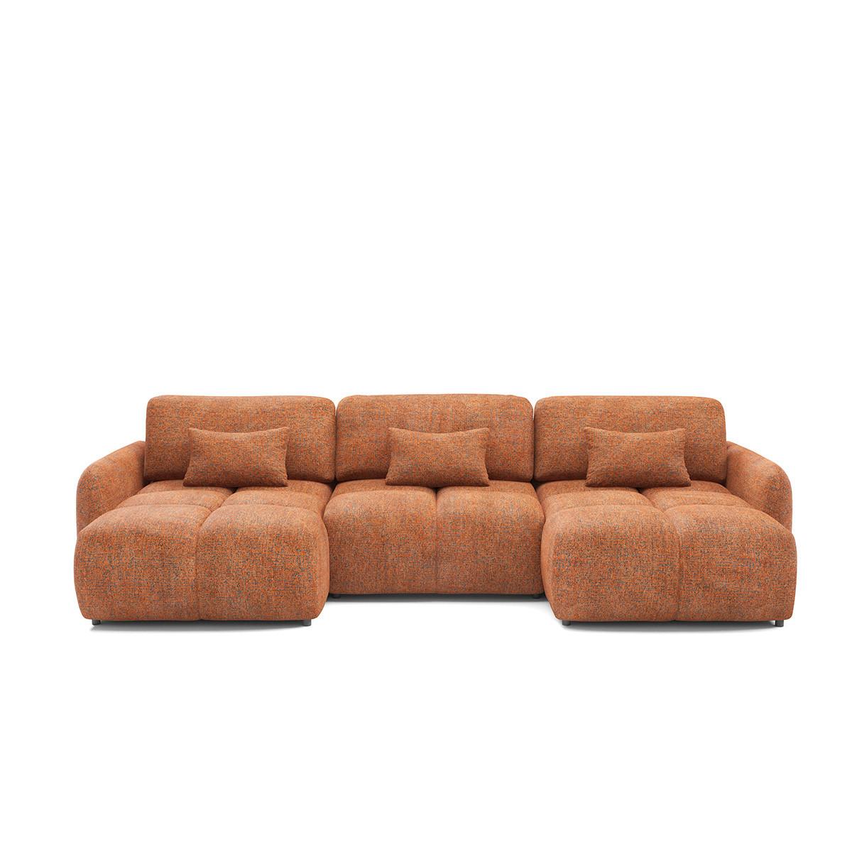 PANORAMASOFA 5 Sitzplätze Orange - Orange, Holz (240/95/165cm) - Petits-meubles