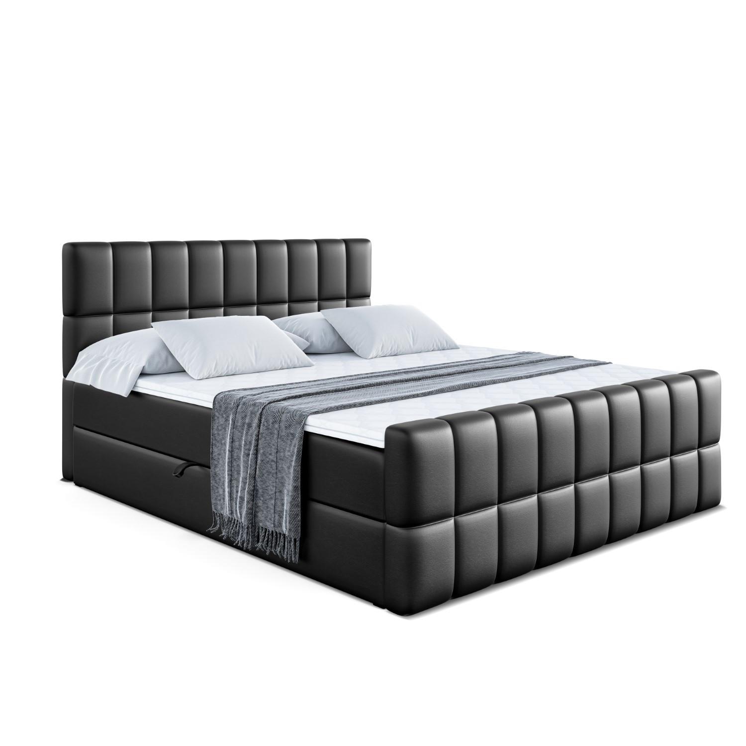 BOXBETT MIAMI-Z - 140x200 cm - H3 - Schwarz Hochglanz - Schwarz Hochglanz, Holzwerkstoff (140/200cm) - ALTDECOR