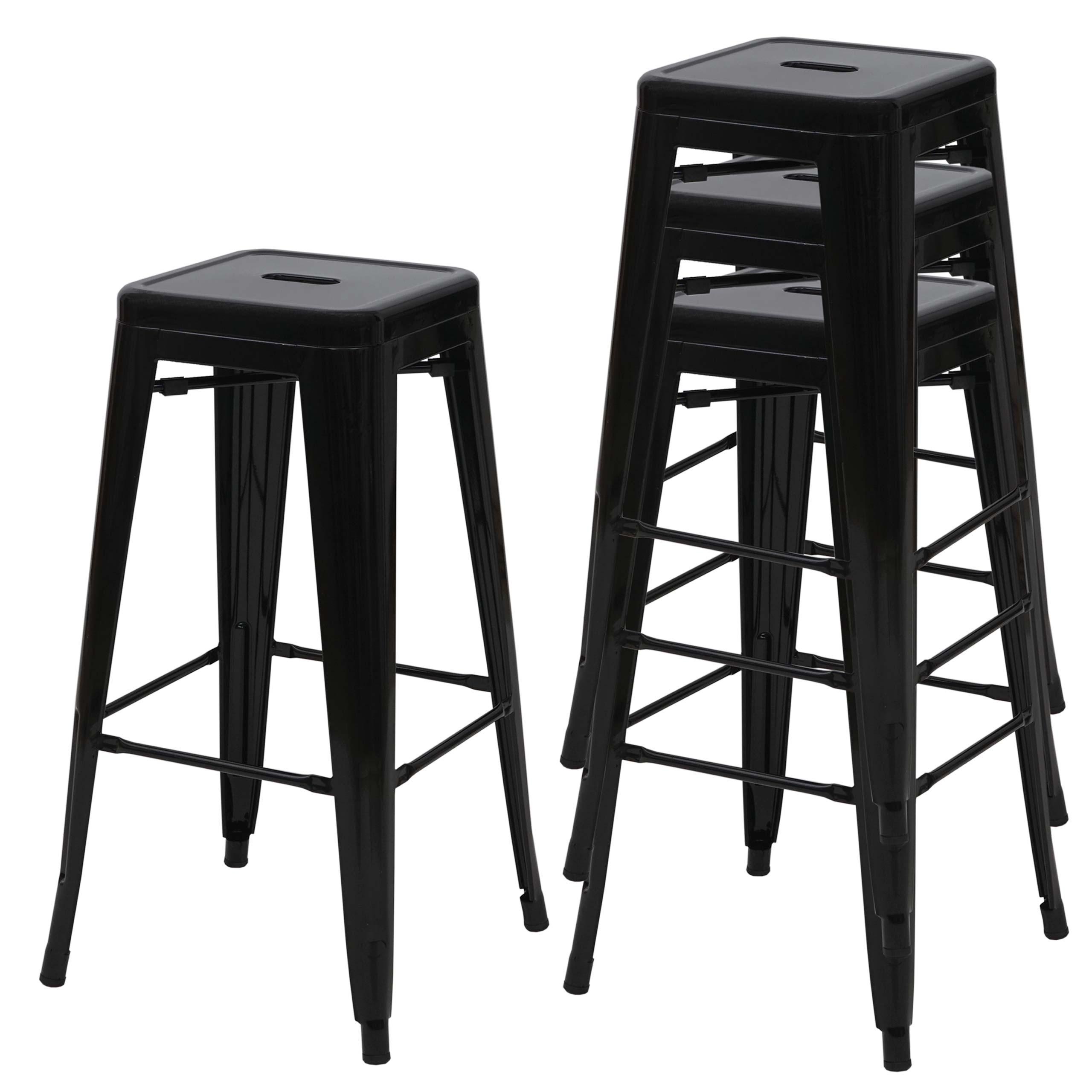 BARHOCKER METALL Schwarz 4er-Set - Schwarz, Metall (43/77/43cm) - MCW