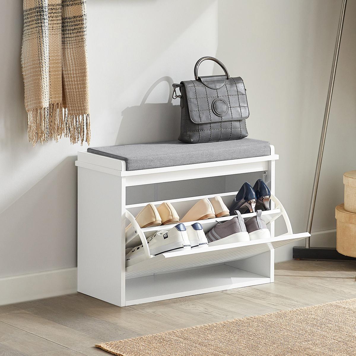 SCHUHSCHRANK Schmal, Schuhbank Weiß, 62x46x26 cm - Weiß, Holzwerkstoff (62/46/26cm) - SoBuy