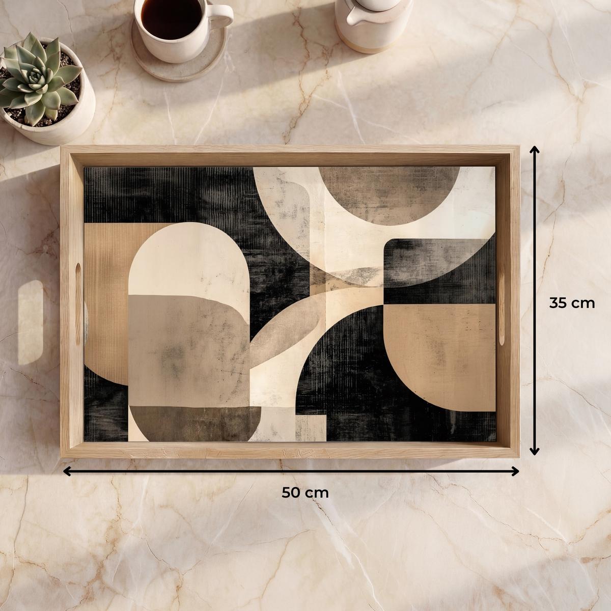 TABLETT Abstrakt - Formen - Modern - Beige 50x35 cm - Beige, Holz (50/5/5cm) - OnlyWow