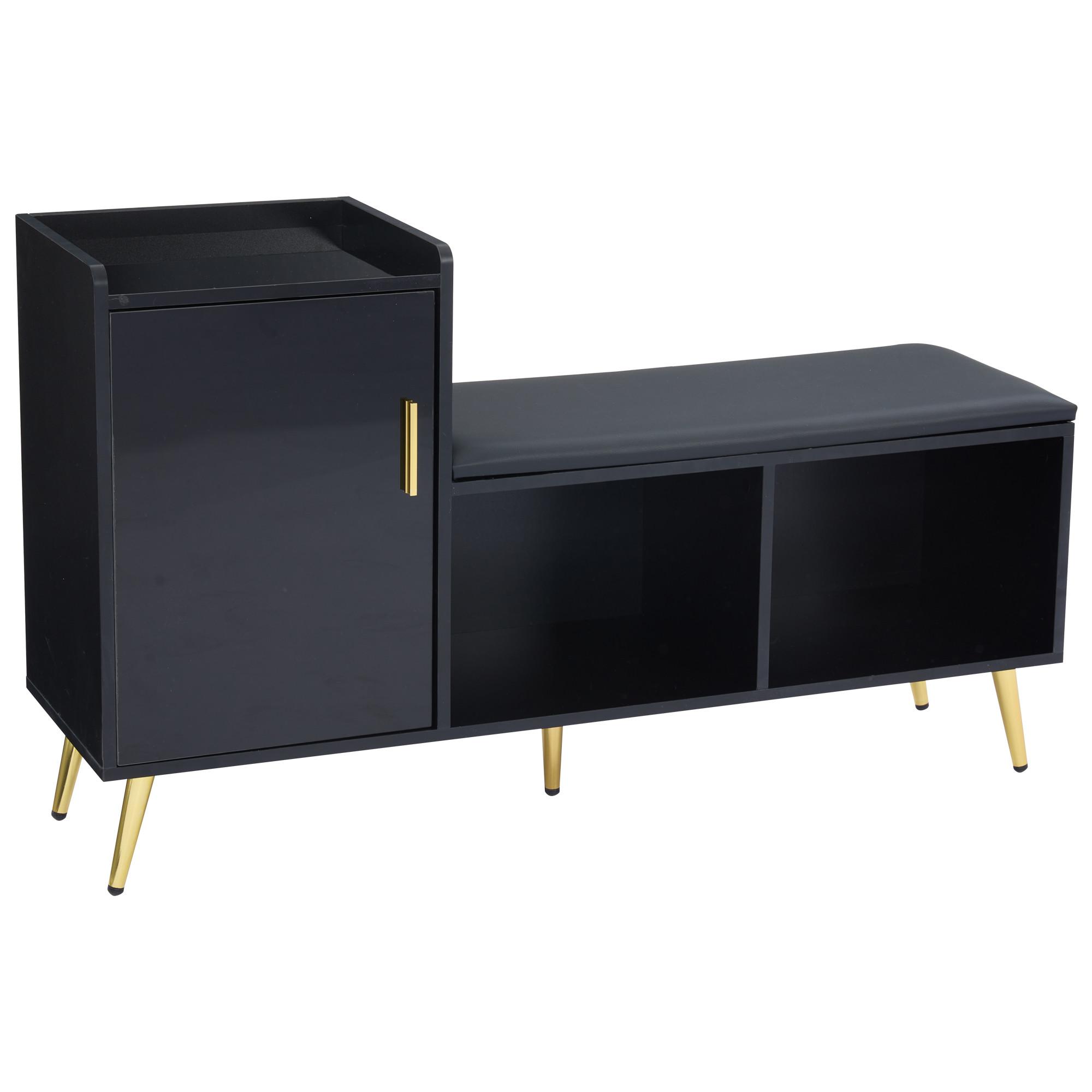 SCHUHSCHRANK Schwarz 120/35/71.5 CM - Schwarz, Holzwerkstoff (35/72/120cm) - Urban Meuble